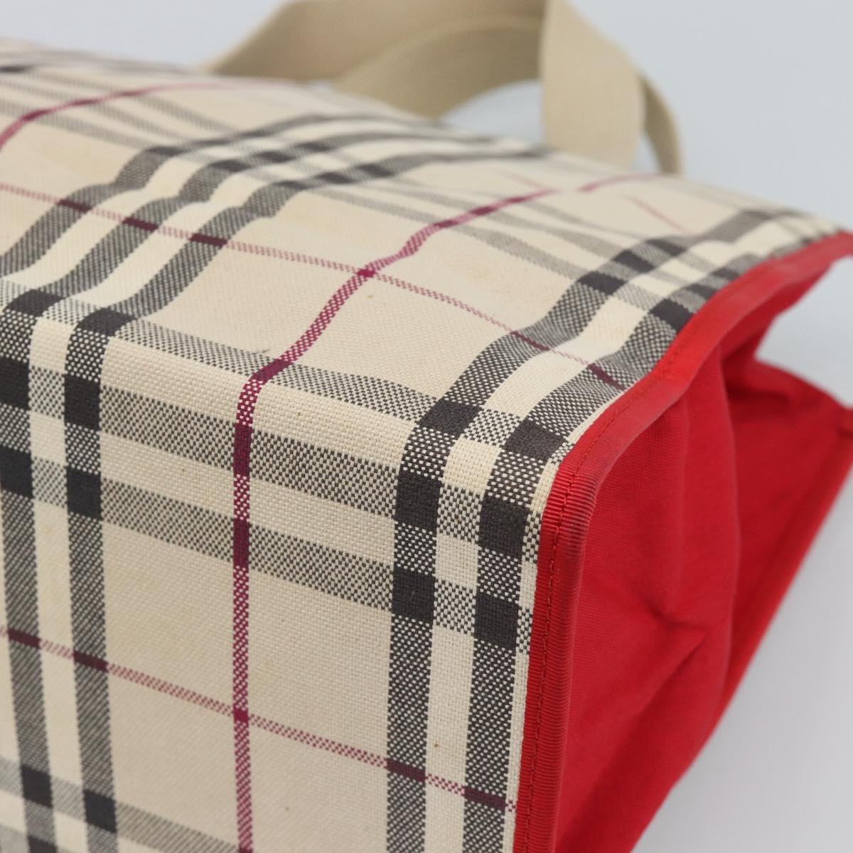 BURBERRY Nova Check Hand Bag Canvas Beige Silver Auth 189961A