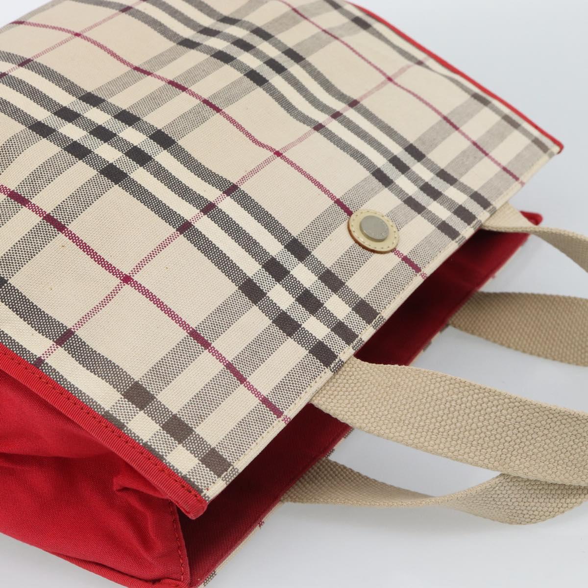 BURBERRY Nova Check Hand Bag Canvas Beige Silver Auth 189961A