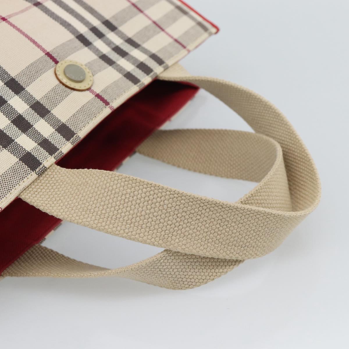 BURBERRY Nova Check Hand Bag Canvas Beige Silver Auth 189961A
