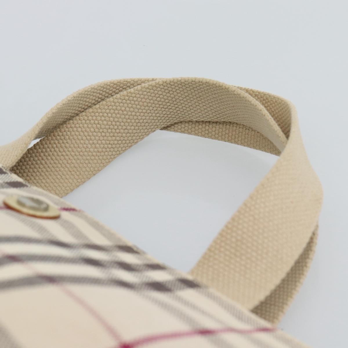 BURBERRY Nova Check Hand Bag Canvas Beige Silver Auth 189961A