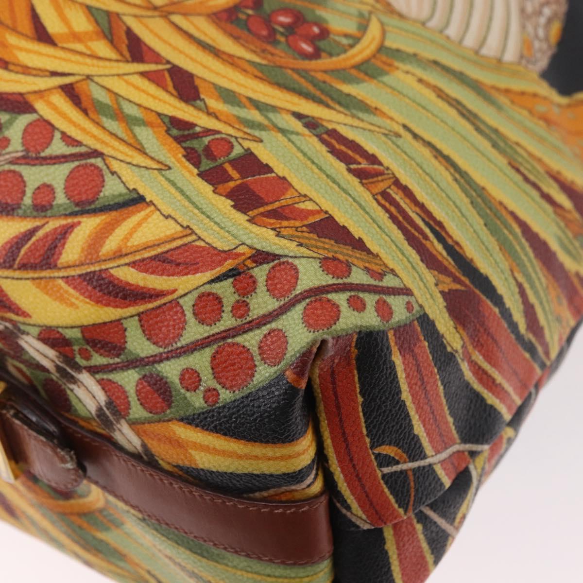 Salvatore Ferragamo Tote Bag PVC Canvas Multicolor Gold Auth 189962A