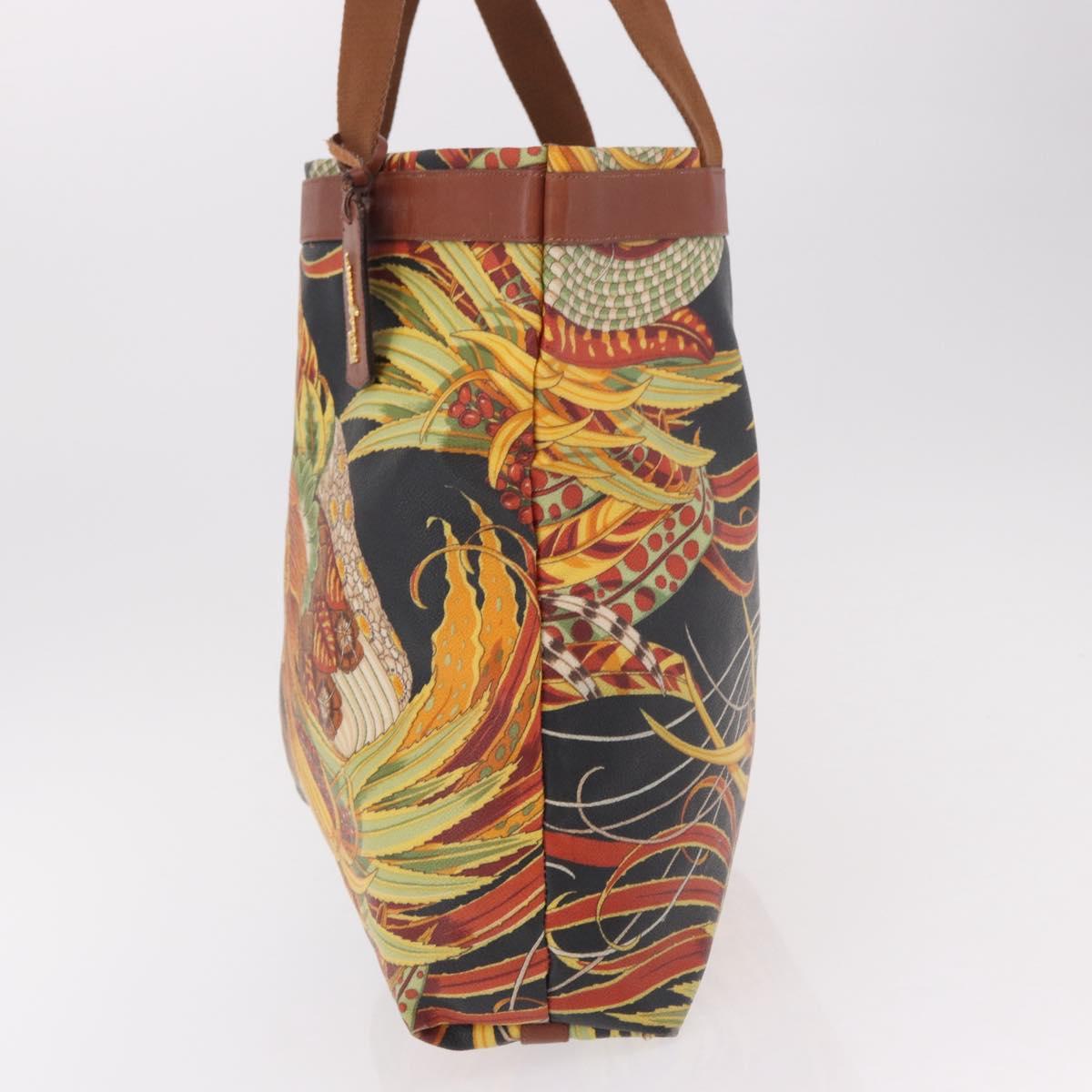 Salvatore Ferragamo Tote Bag PVC Canvas Multicolor Gold Auth 189962A