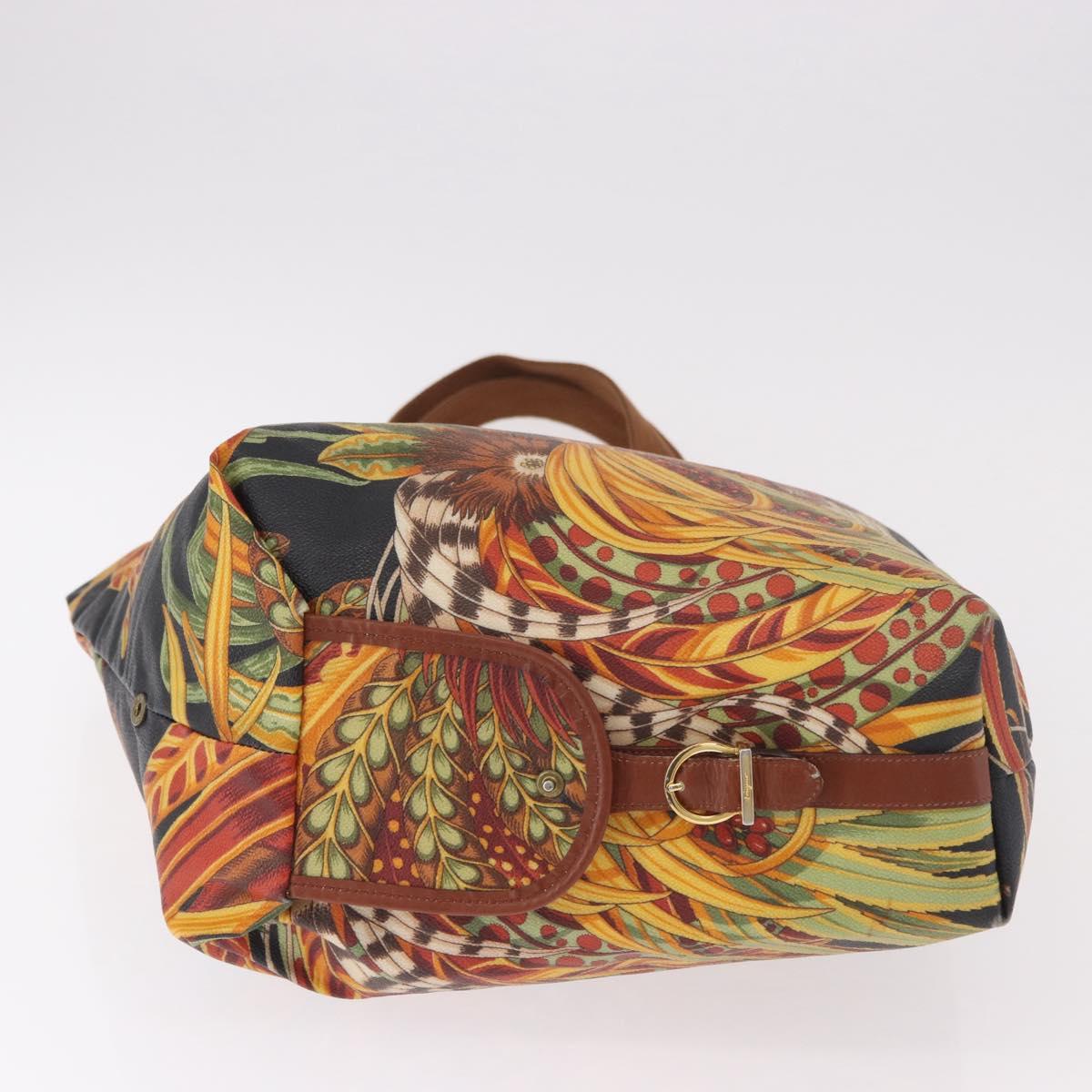 Salvatore Ferragamo Tote Bag PVC Canvas Multicolor Gold Auth 189962A
