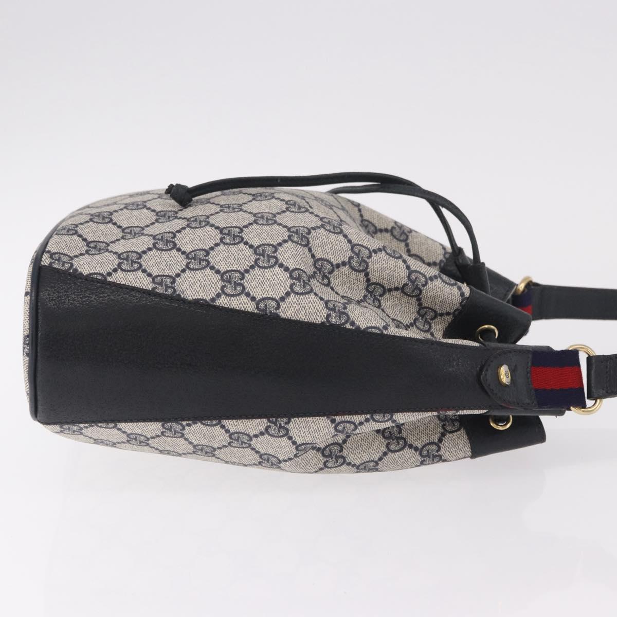 GUCCI GG Supreme Sherry Line Shoulder Bag PVC Navy Gold 41 02 034 Auth 189963