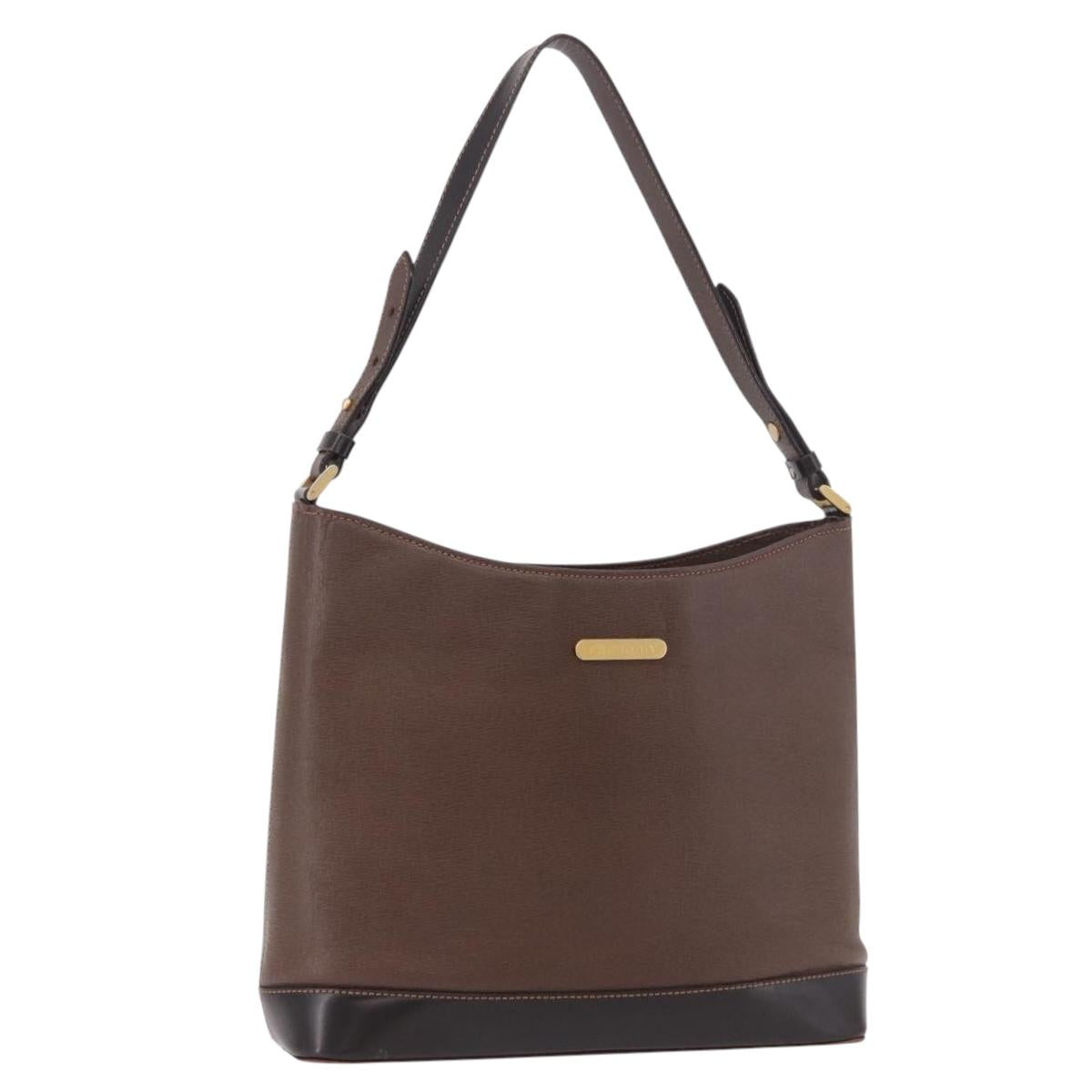 BURBERRY Shoulder Bag Leather Brown Gold Auth 189965
