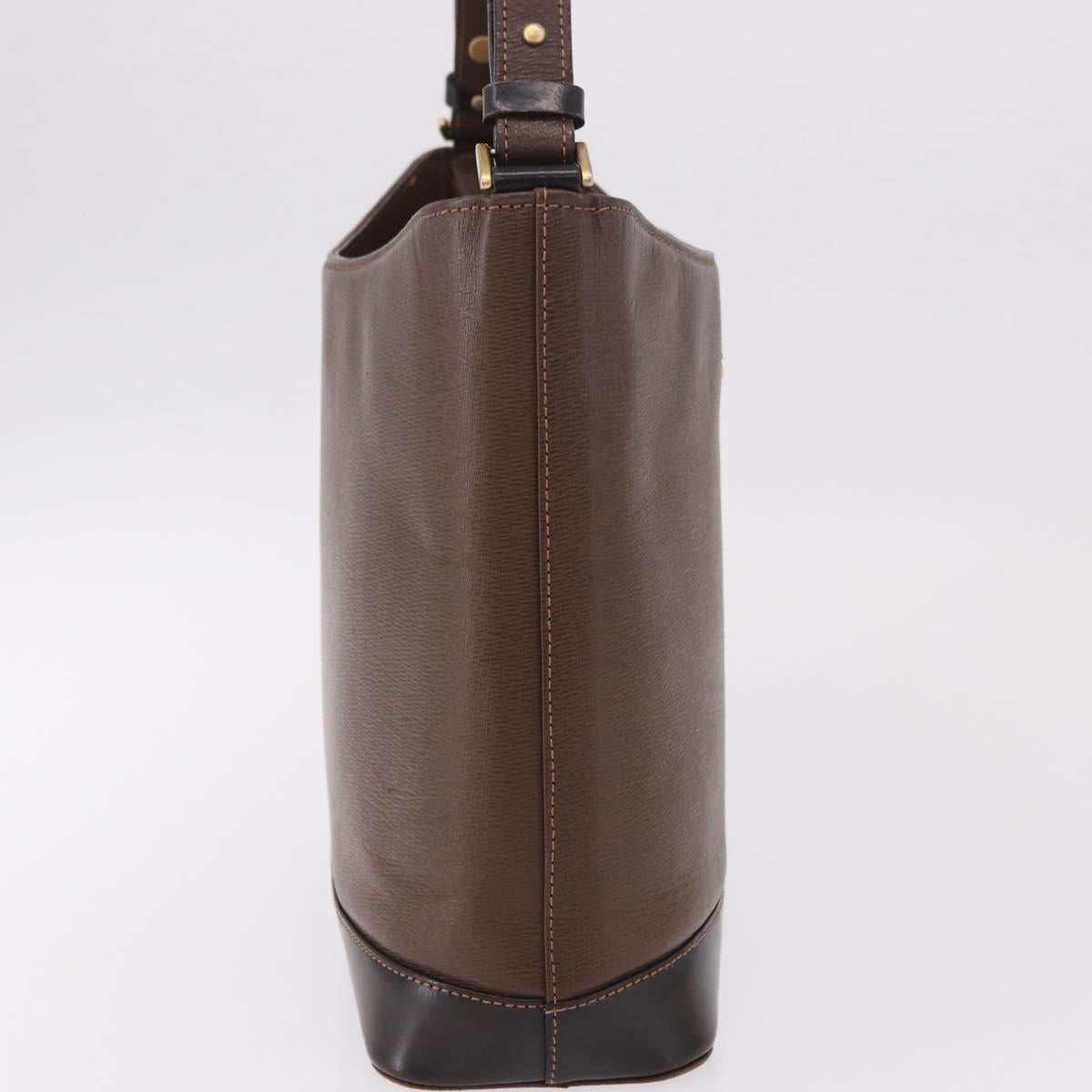 BURBERRY Shoulder Bag Leather Brown Gold Auth 189965