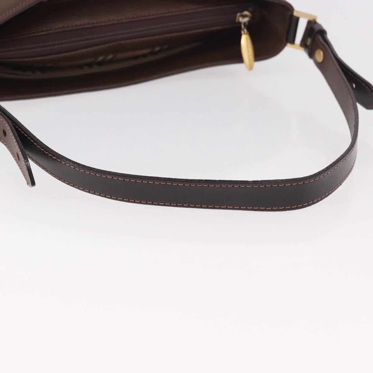 BURBERRY Shoulder Bag Leather Brown Gold Auth 189965