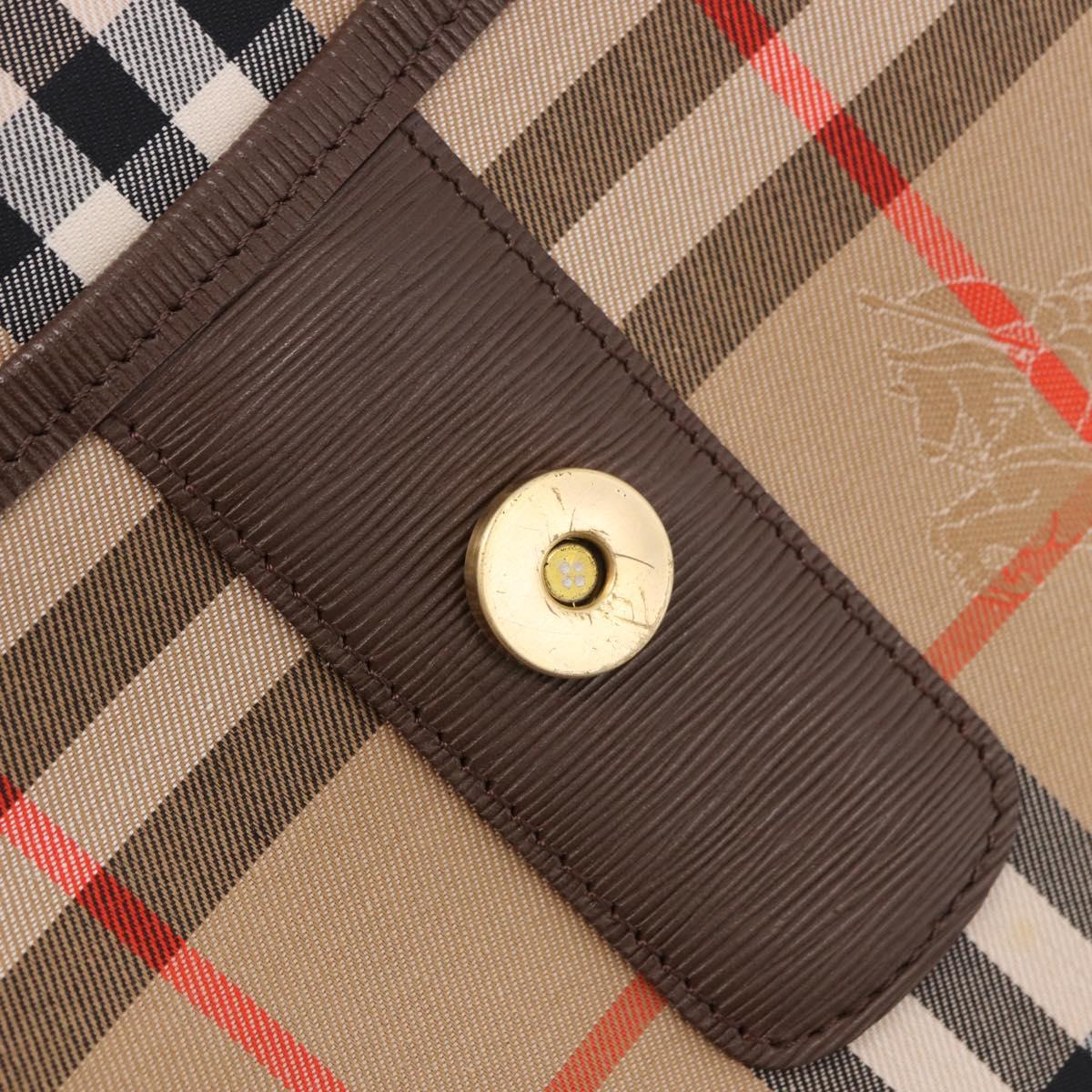 Burberrys Nova Check Clutch Bag Canvas Beige Gold Auth 189966