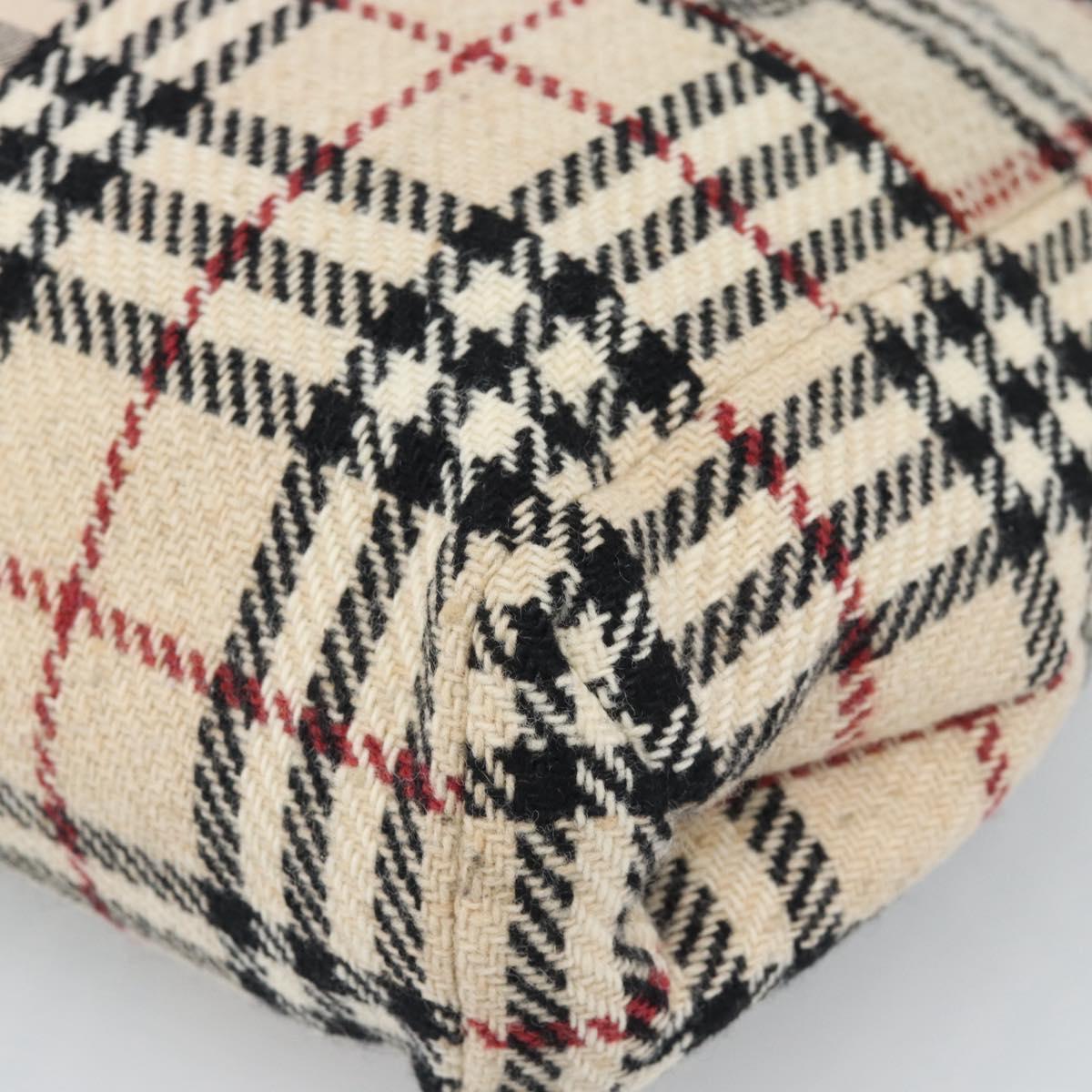 BURBERRY Nova Check Hand Bag Canvas Beige Gold Auth 189967