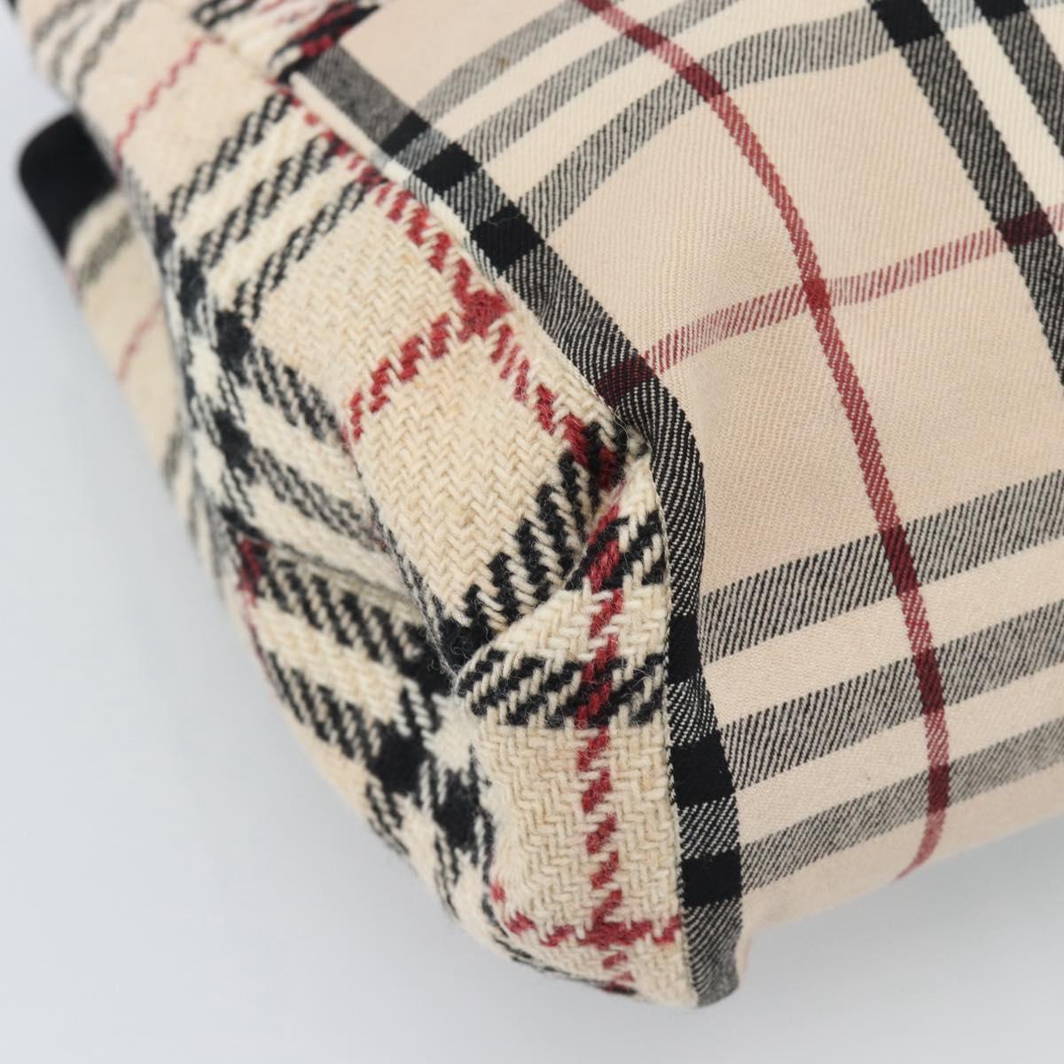BURBERRY Nova Check Hand Bag Canvas Beige Gold Auth 189967
