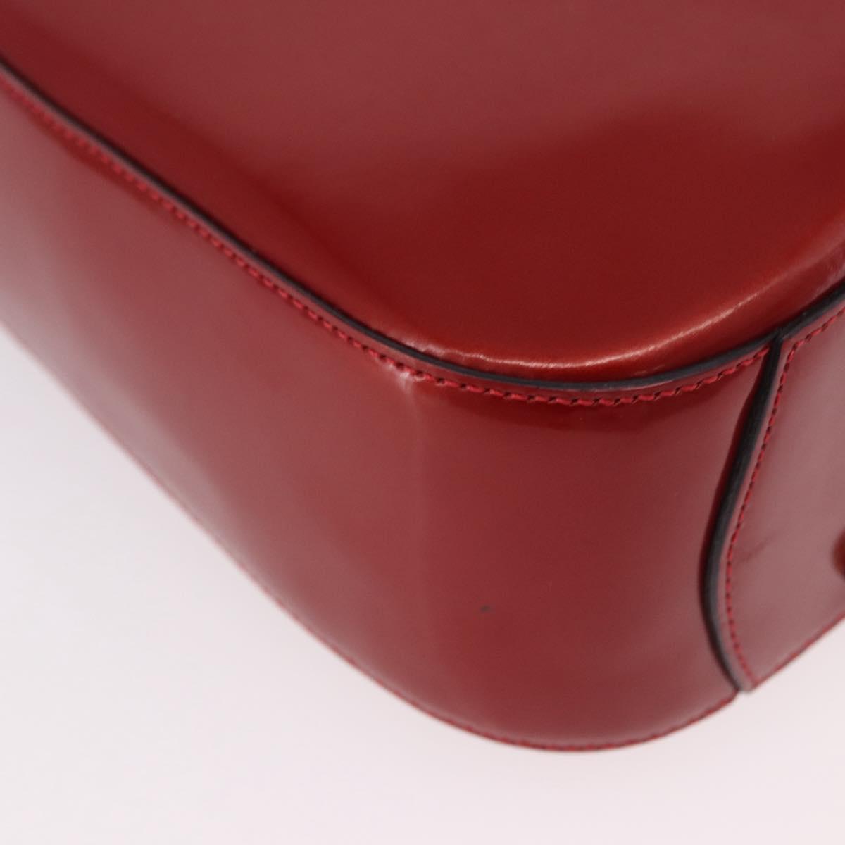 CELINE Star Ball Shoulder Bag Patent Leather Red Gold Auth 189968A
