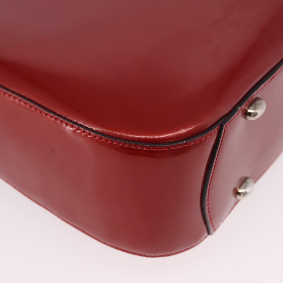 CELINE Star Ball Shoulder Bag Patent Leather Red Gold Auth 189968A