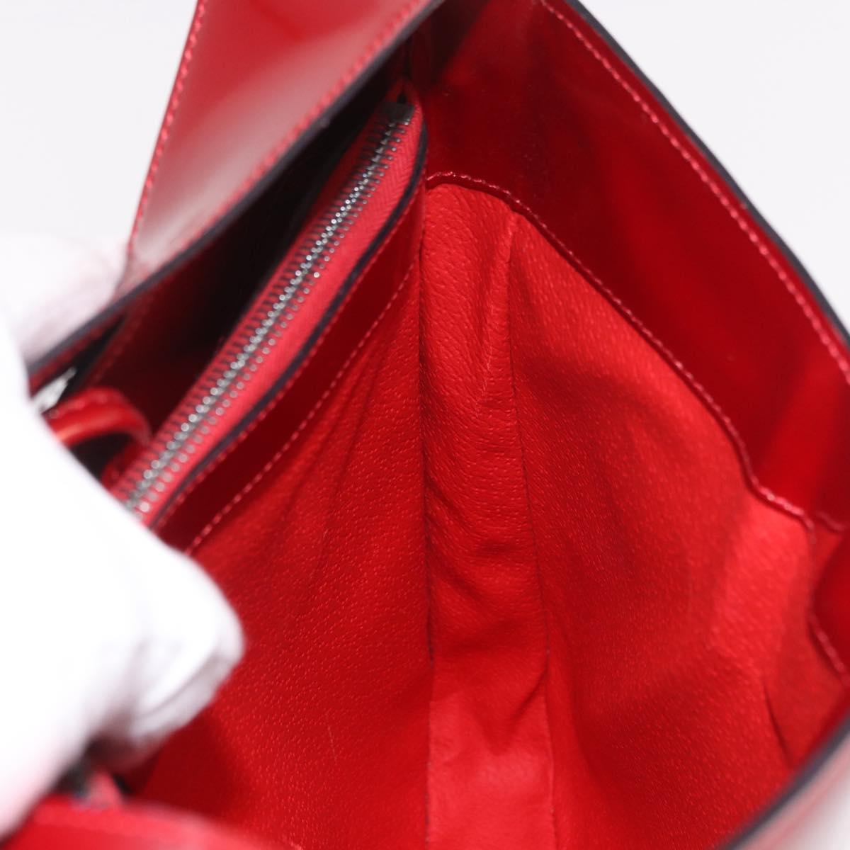 CELINE Star Ball Shoulder Bag Patent Leather Red Gold Auth 189968A