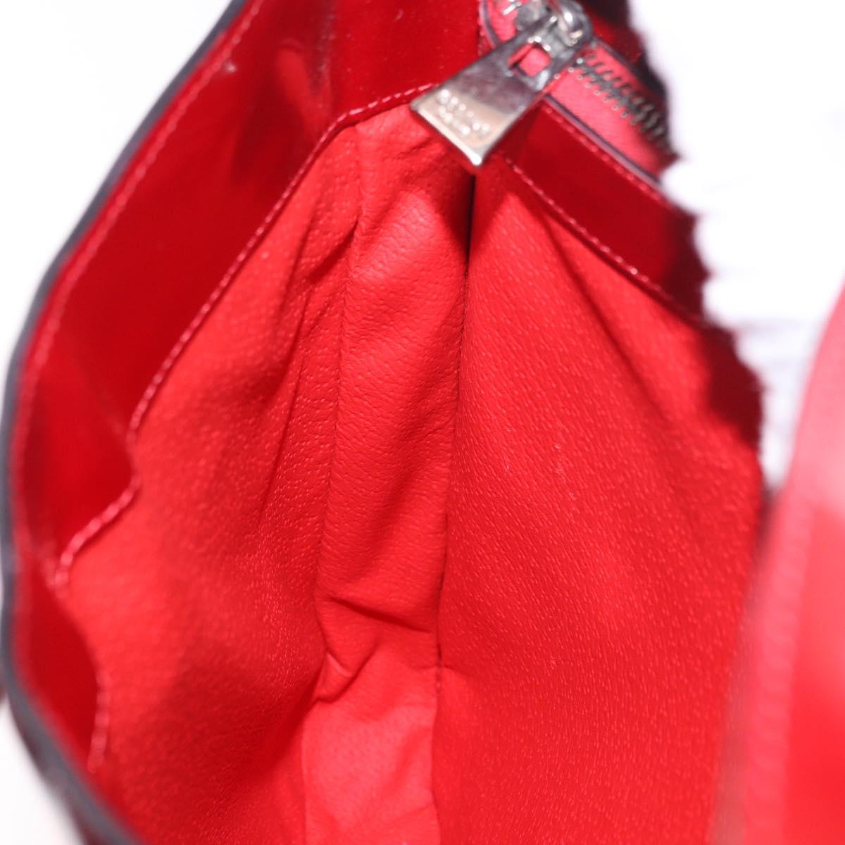 CELINE Star Ball Shoulder Bag Patent Leather Red Gold Auth 189968A