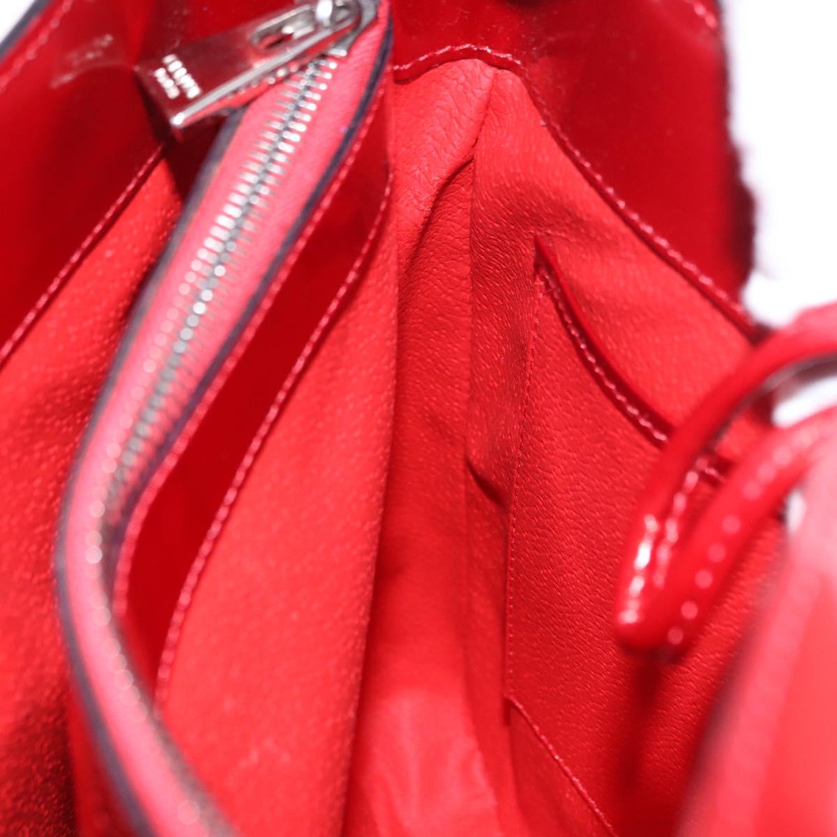 CELINE Star Ball Shoulder Bag Patent Leather Red Gold Auth 189968A