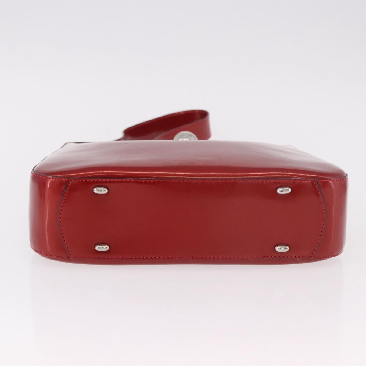 CELINE Star Ball Shoulder Bag Patent Leather Red Gold Auth 189968A