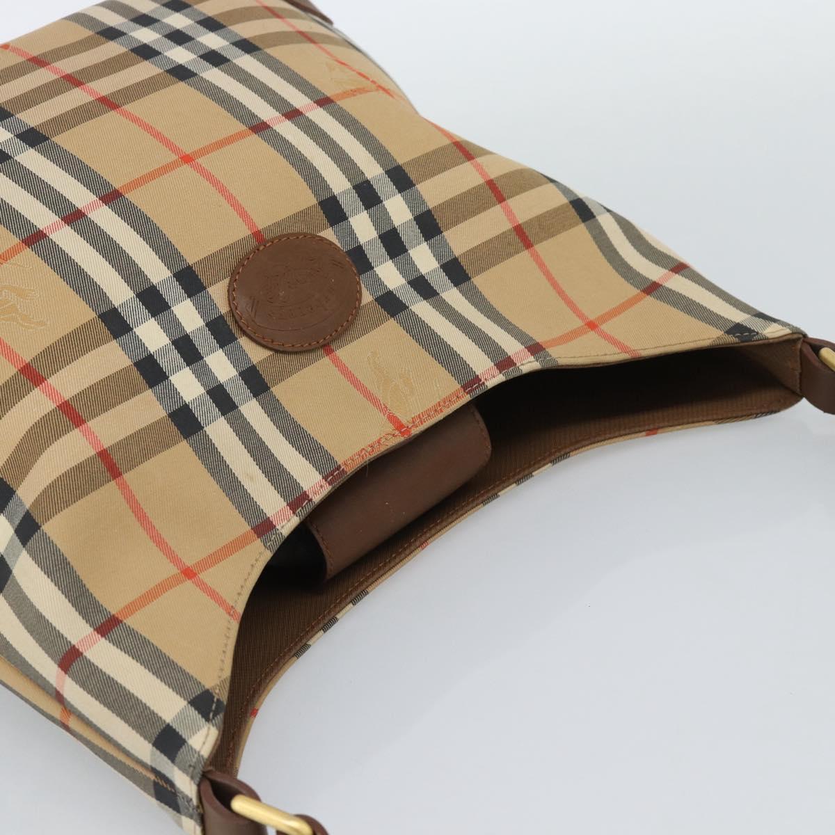 Burberrys Nova Check Shoulder Bag Canvas Beige Gold Auth 189972A