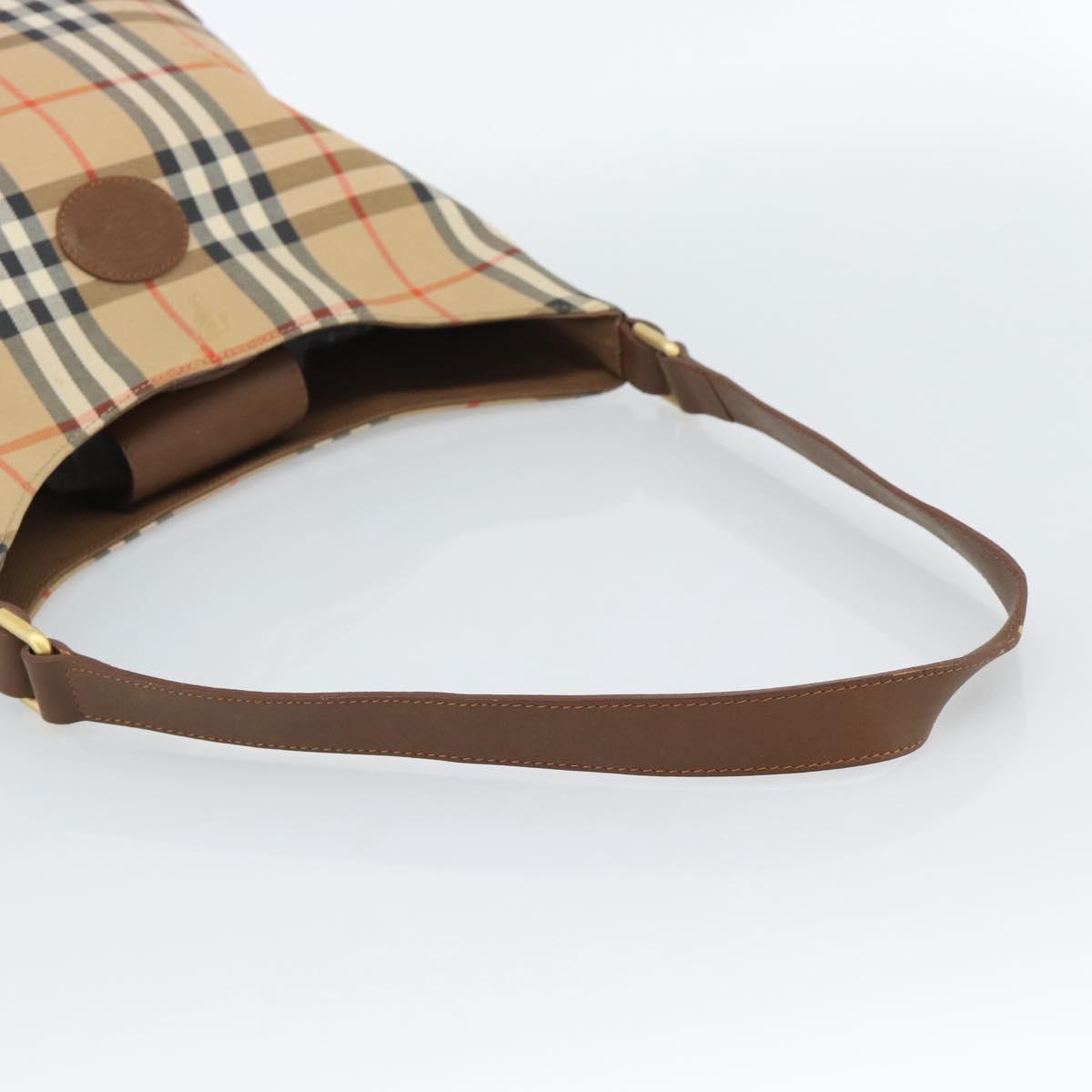 Burberrys Nova Check Shoulder Bag Canvas Beige Gold Auth 189972A