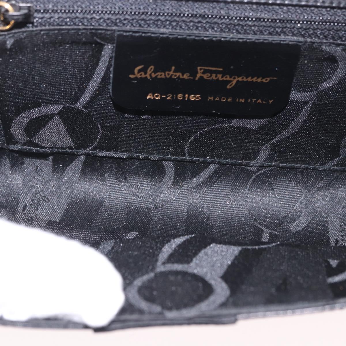 Salvatore Ferragamo Vala Shoulder Bag Leather Black Gold Auth 189974A