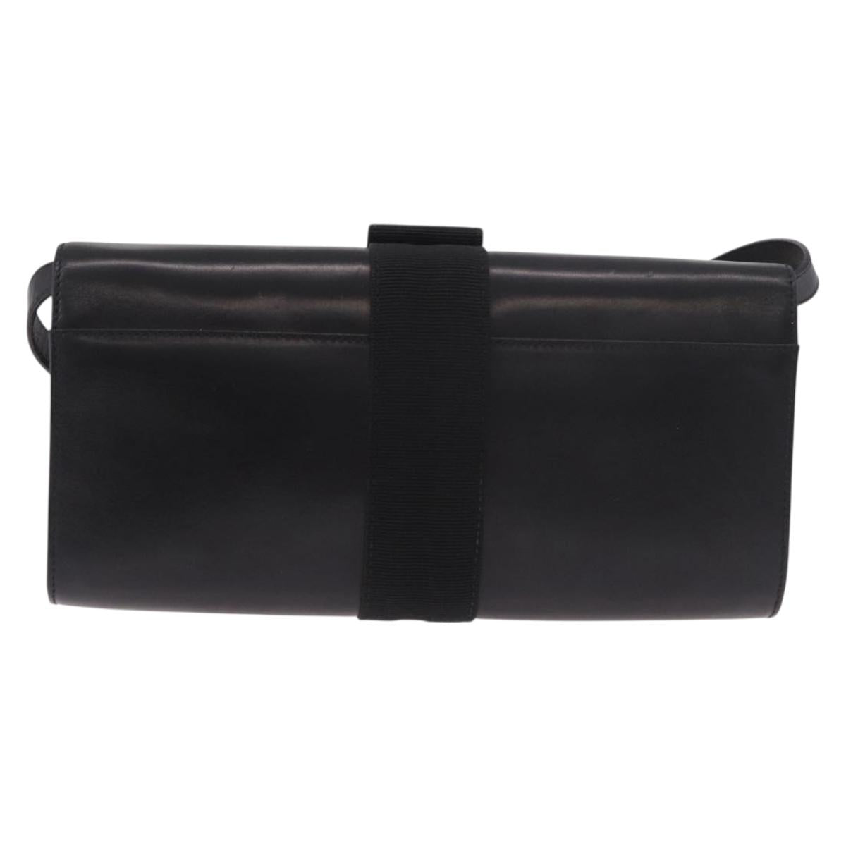 Salvatore Ferragamo Vala Shoulder Bag Leather Black Gold Auth 189974A