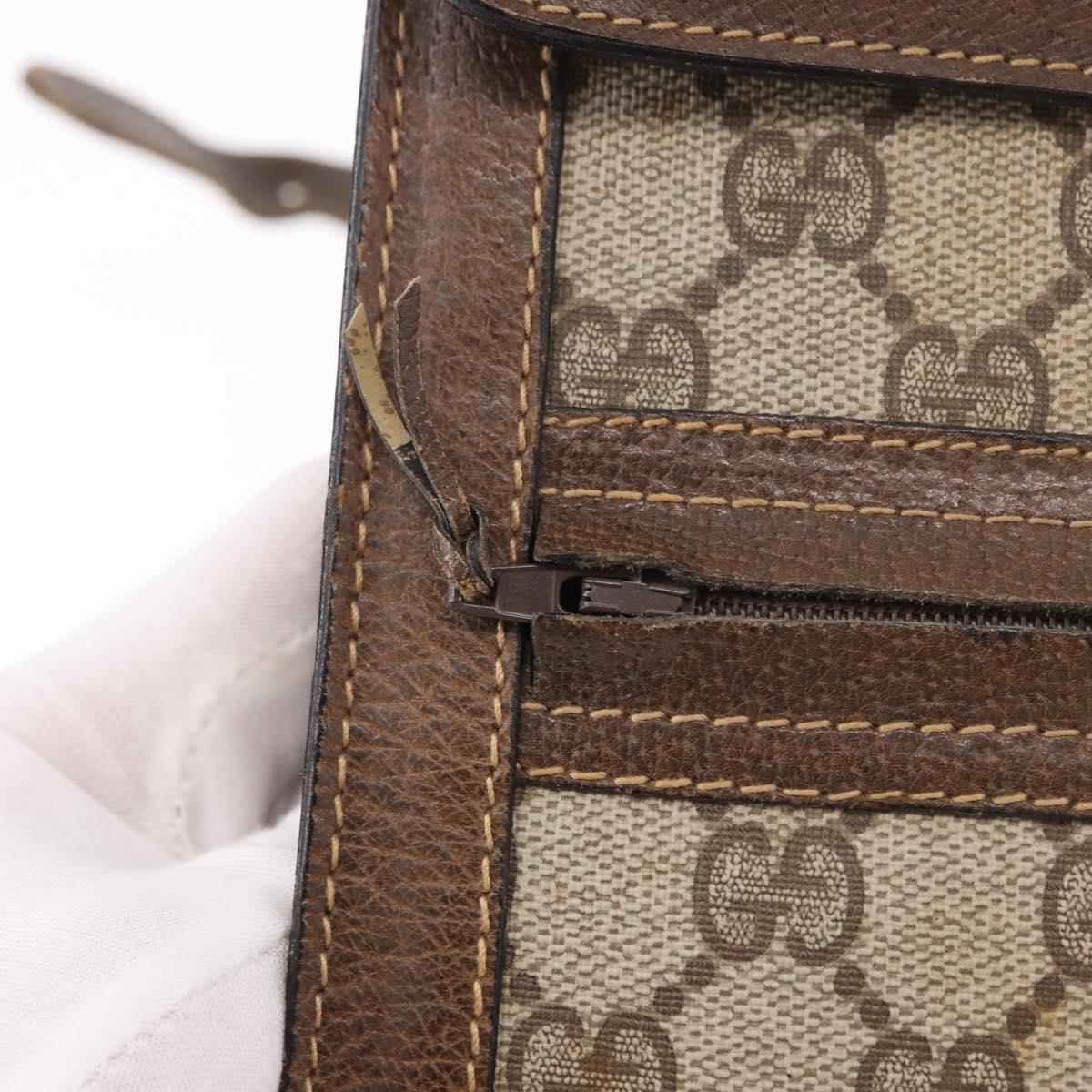 GUCCI GG Supreme Web Sherry Line Shoulder Bag PVC Beige Gold Auth 189976