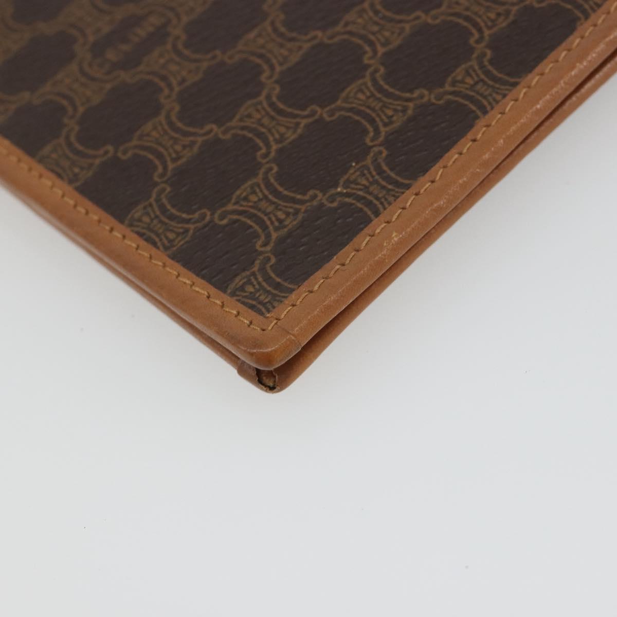 CELINE Macadam Canvas Compact Wallet PVC Leather Brown Auth 189986A