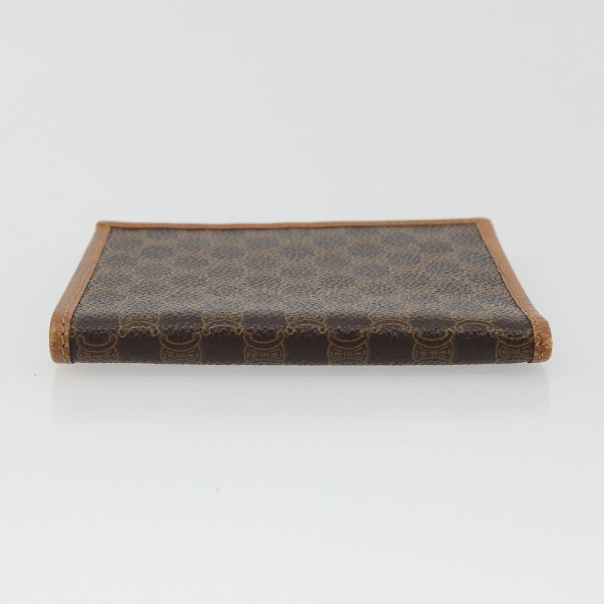 CELINE Macadam Canvas Compact Wallet PVC Leather Brown Auth 189986A