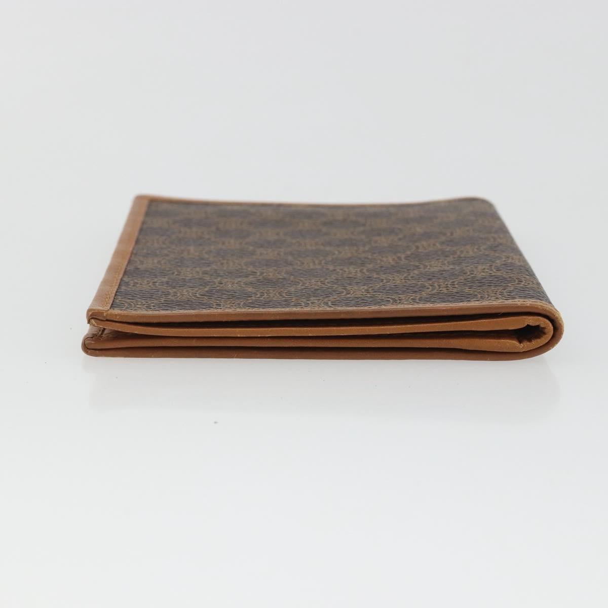 CELINE Macadam Canvas Compact Wallet PVC Leather Brown Auth 189986A