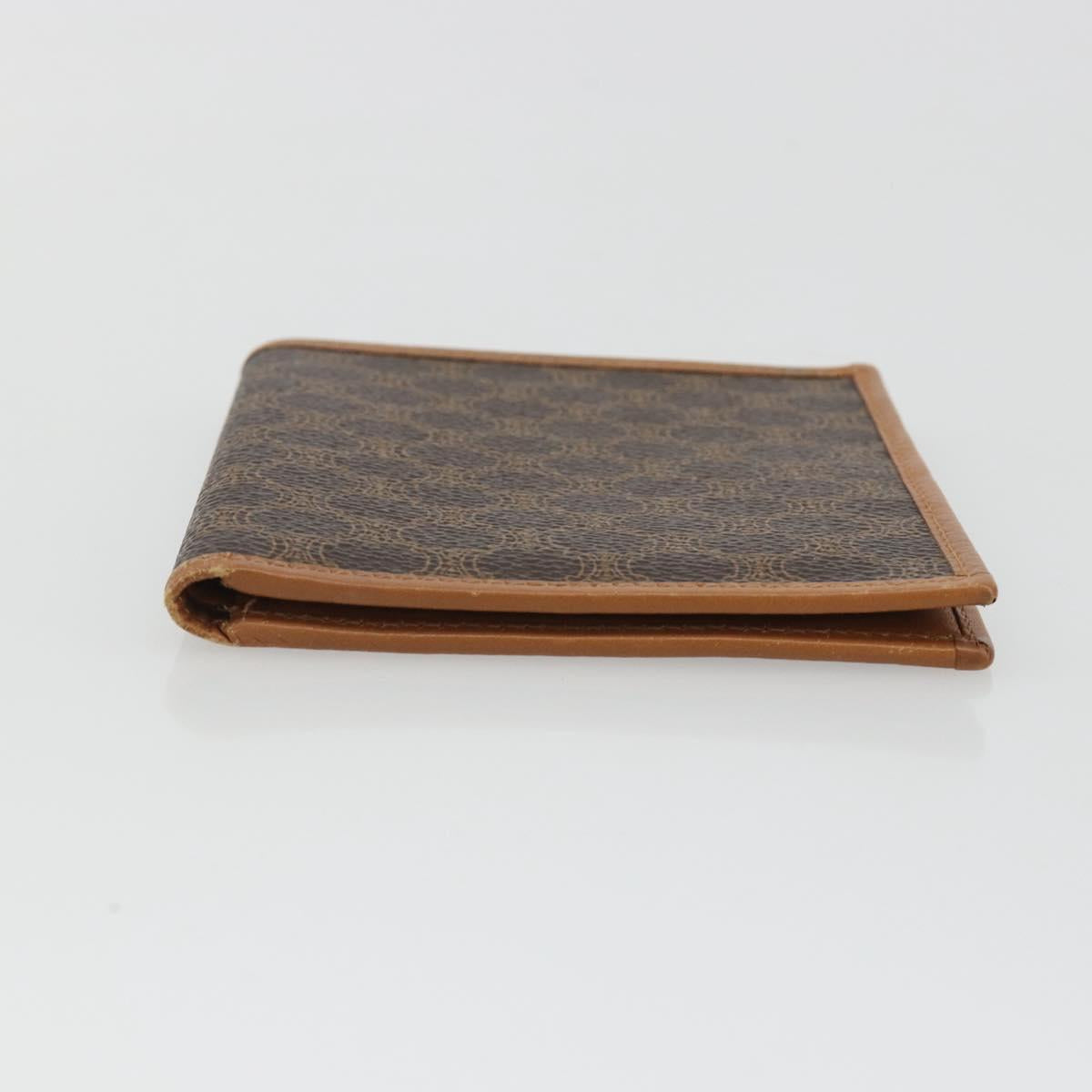 CELINE Macadam Canvas Compact Wallet PVC Leather Brown Auth 189986A