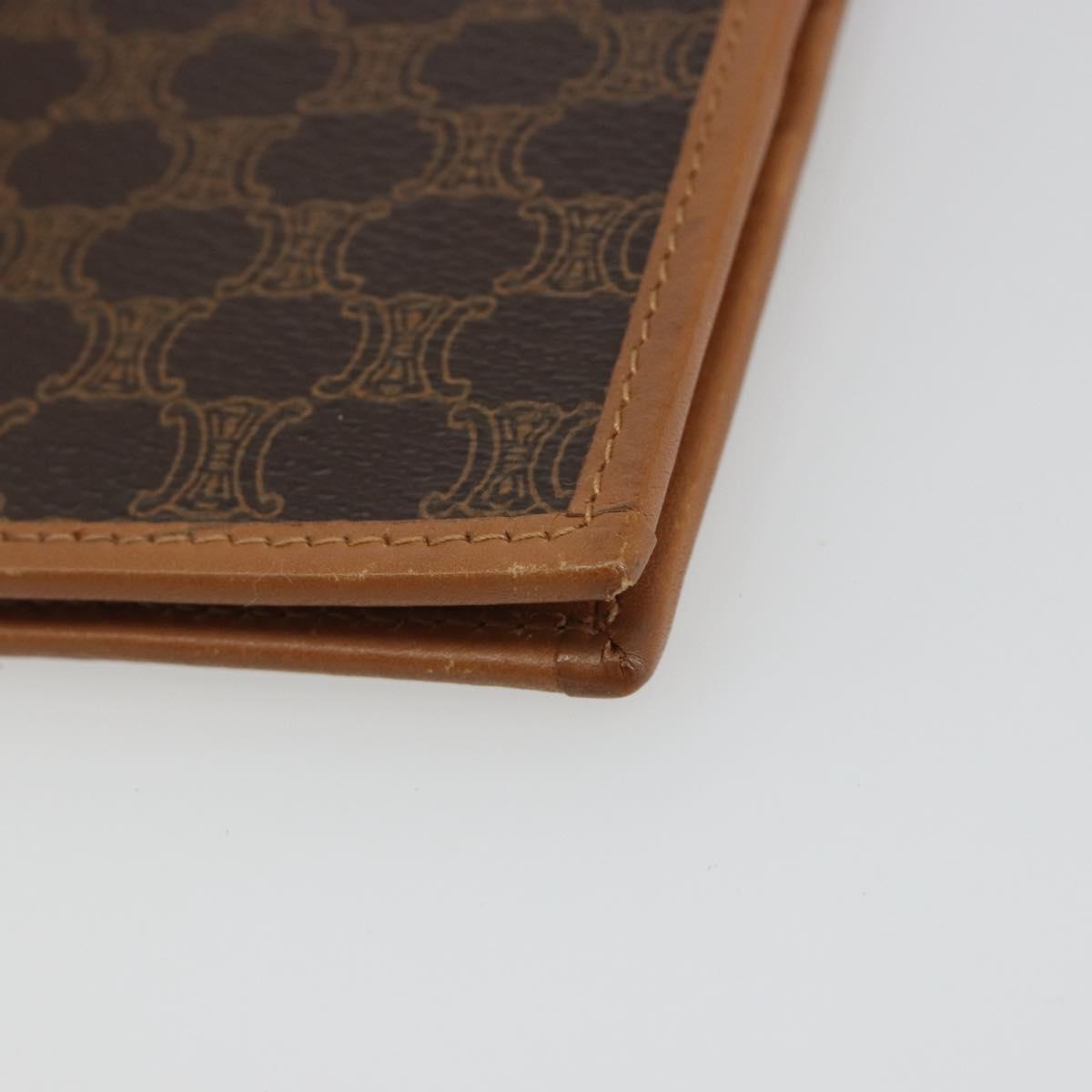CELINE Macadam Canvas Compact Wallet PVC Leather Brown Auth 189986A