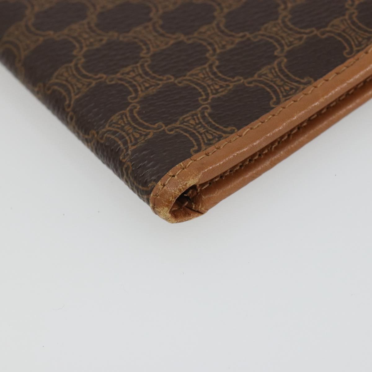 CELINE Macadam Canvas Compact Wallet PVC Leather Brown Auth 189986A