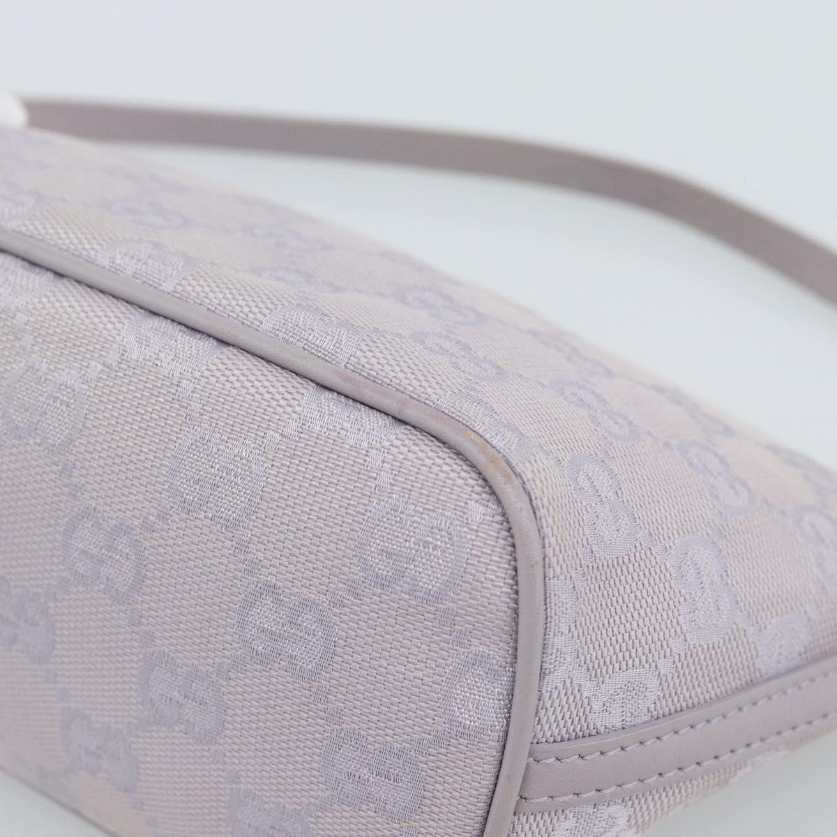 GUCCI GG Canvas Accessory Pouch Lavende Silver 07198 Auth 189988A