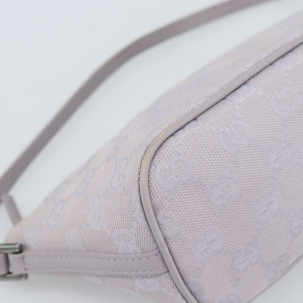 GUCCI GG Canvas Accessory Pouch Lavende Silver 07198 Auth 189988A