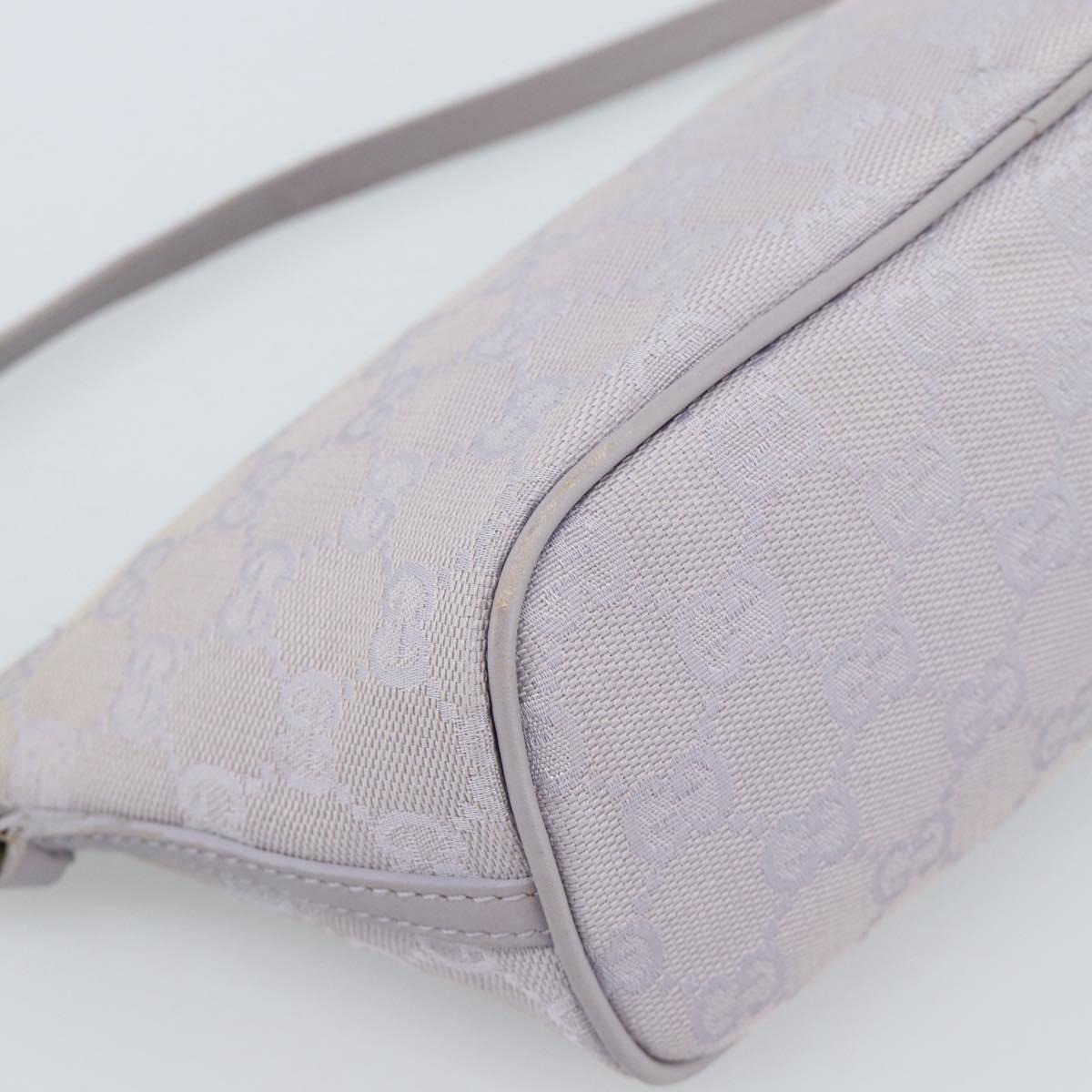 GUCCI GG Canvas Accessory Pouch Lavende Silver 07198 Auth 189988A