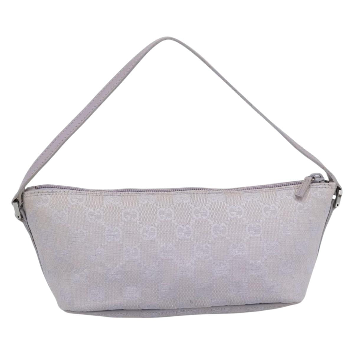 GUCCI GG Canvas Accessory Pouch Lavende Silver 07198 Auth 189988A