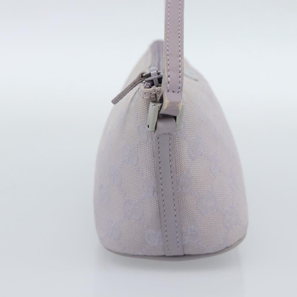 GUCCI GG Canvas Accessory Pouch Lavende Silver 07198 Auth 189988A