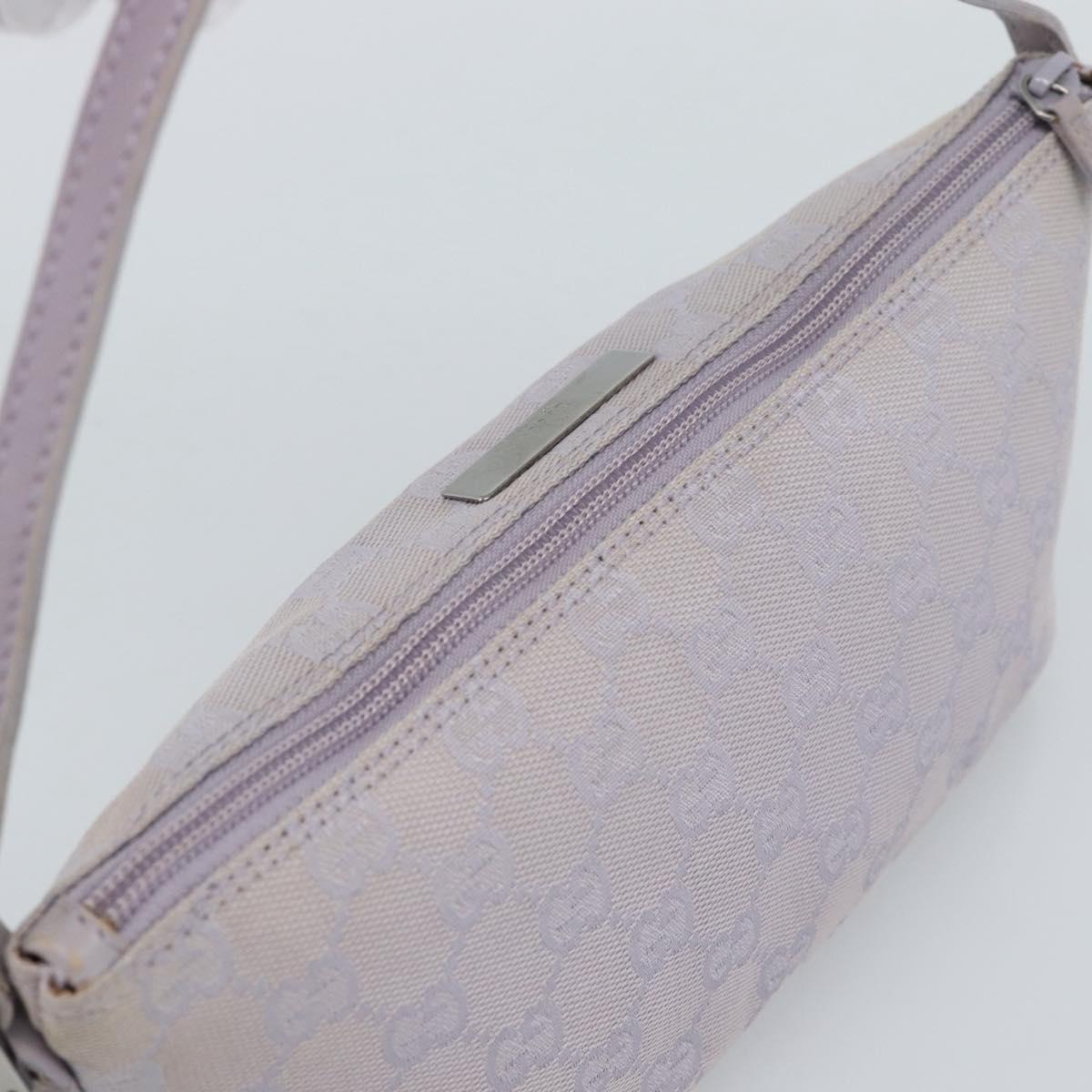 GUCCI GG Canvas Accessory Pouch Lavende Silver 07198 Auth 189988A
