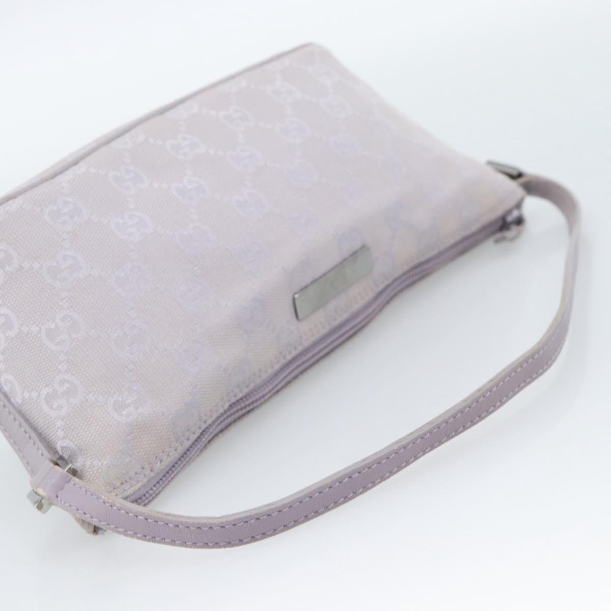 GUCCI GG Canvas Accessory Pouch Lavende Silver 07198 Auth 189988A