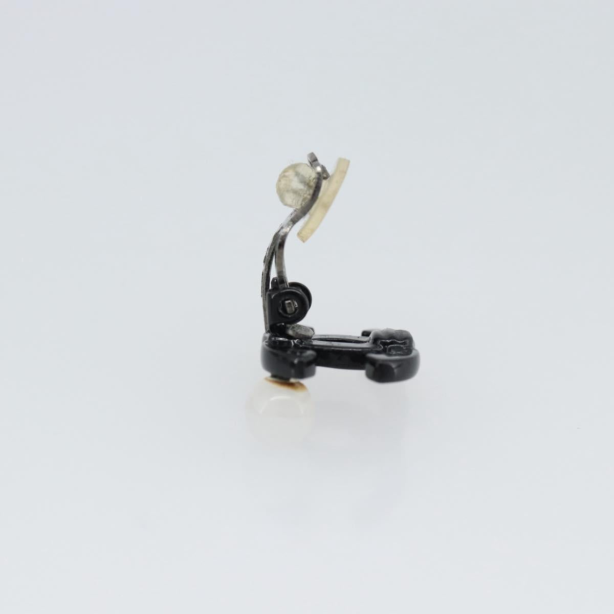 CHANEL COCO Mark Earring Metal Black CC Auth 189989A