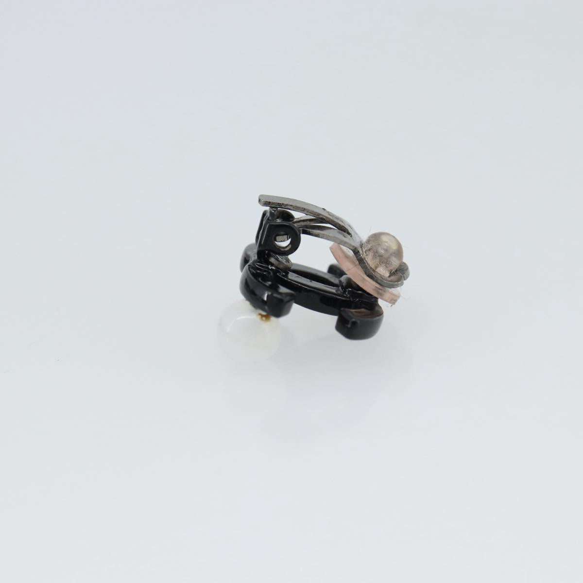 CHANEL COCO Mark Earring Metal Black CC Auth 189989A