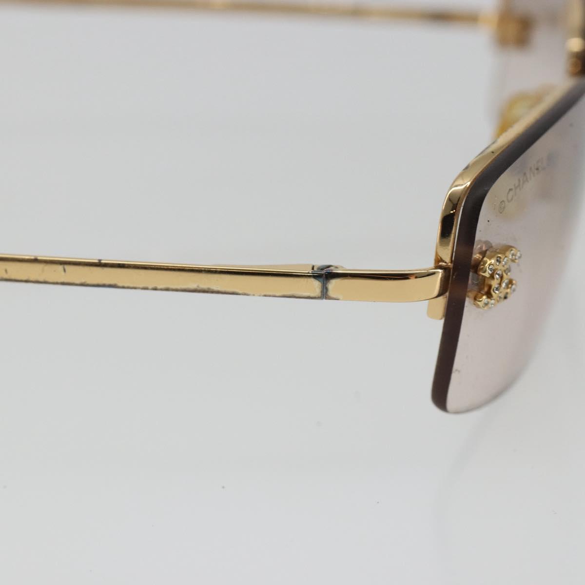 CHANEL COCO Mark Sunglasses Metal Gold Tone CC Auth 189994