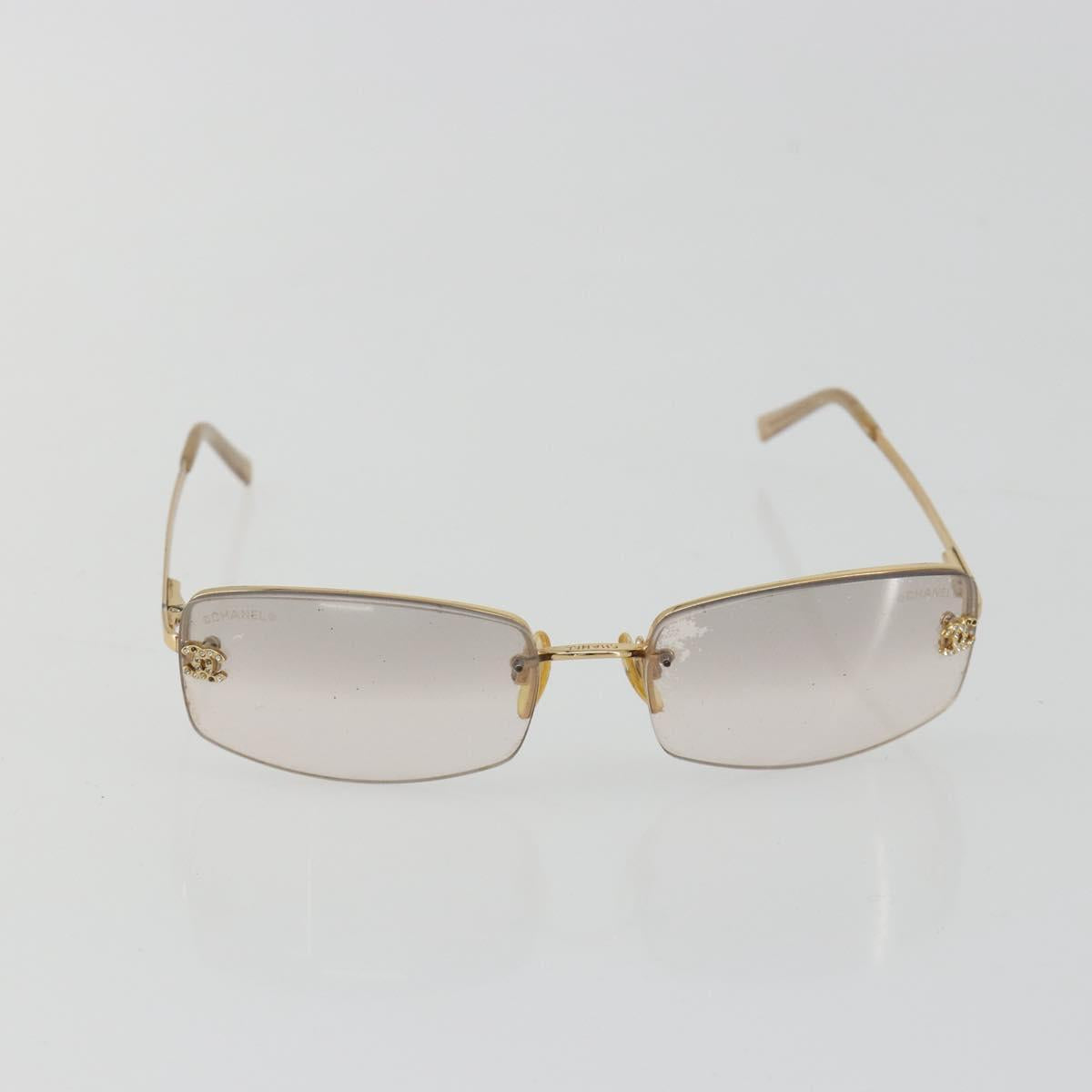 CHANEL COCO Mark Sunglasses Metal Gold Tone CC Auth 189994