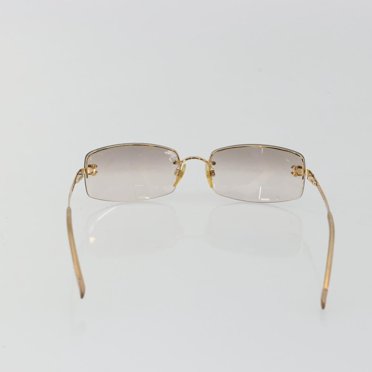 CHANEL COCO Mark Sunglasses Metal Gold Tone CC Auth 189994