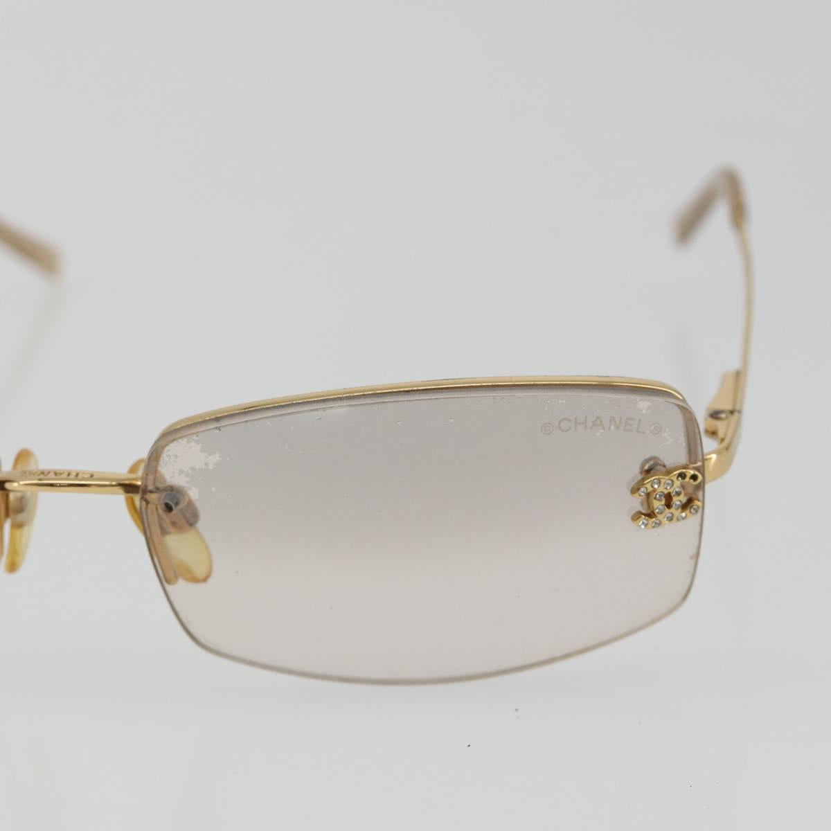 CHANEL COCO Mark Sunglasses Metal Gold Tone CC Auth 189994