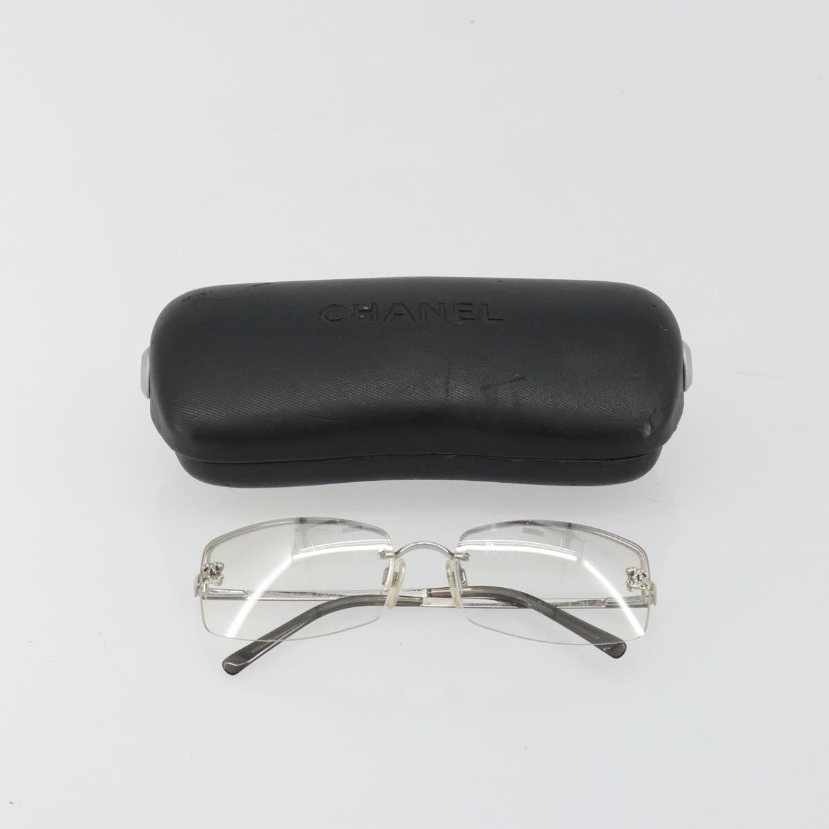 CHANEL COCO Mark Sunglasses Metal Silver CC Auth 189996