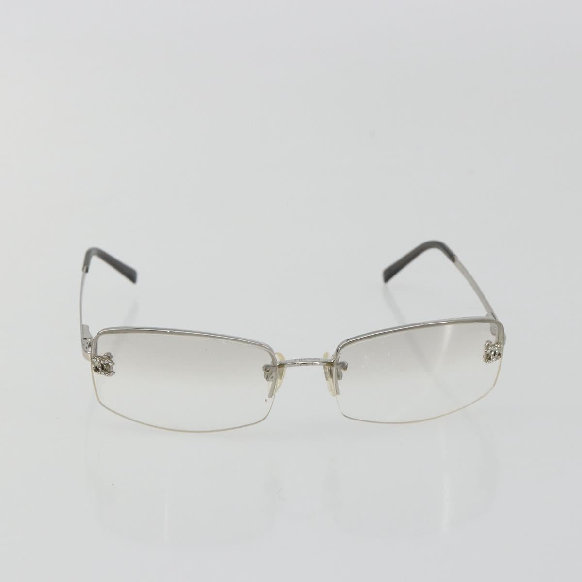 CHANEL COCO Mark Sunglasses Metal Silver CC Auth 189996
