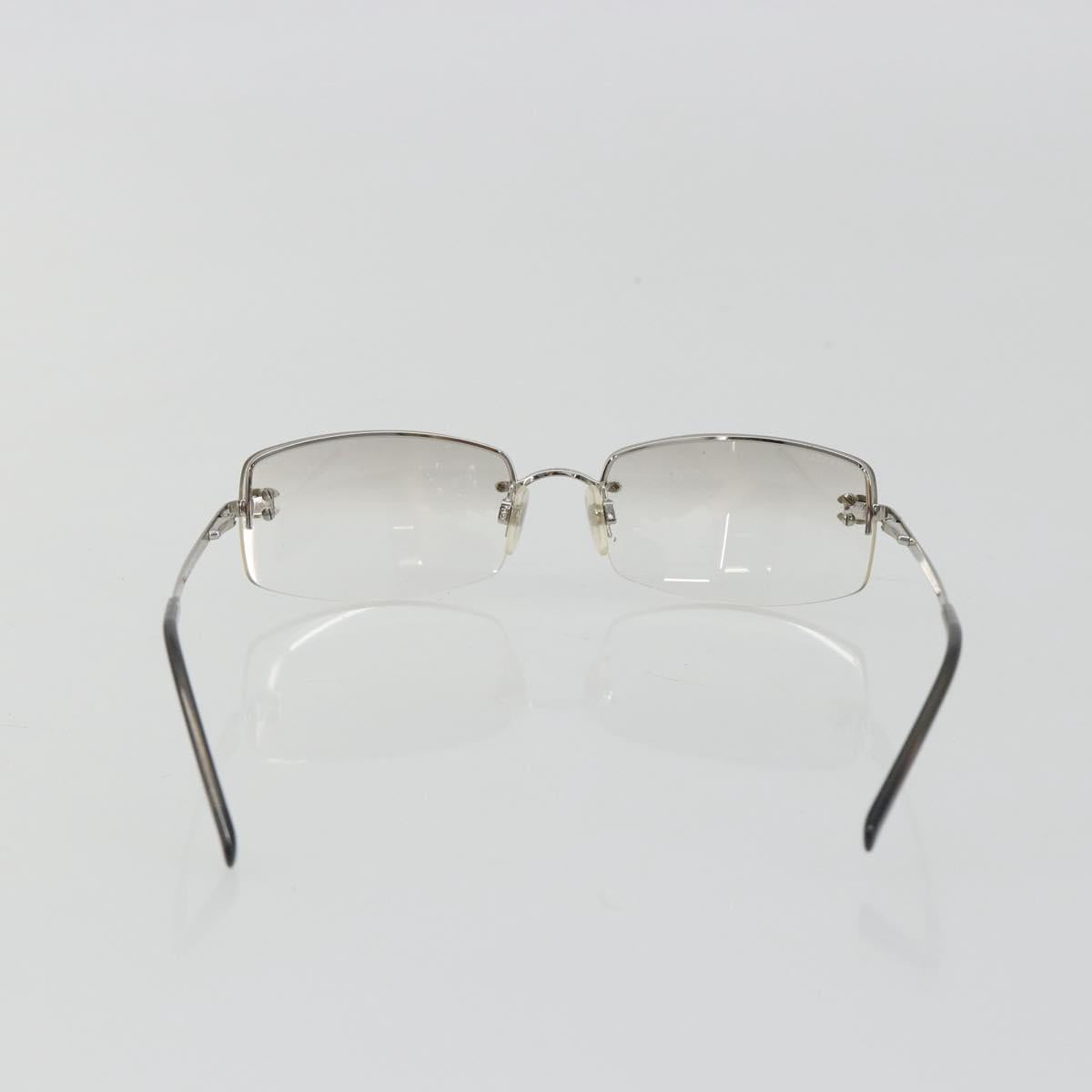 CHANEL COCO Mark Sunglasses Metal Silver CC Auth 189996
