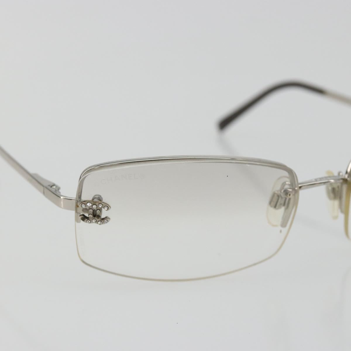 CHANEL COCO Mark Sunglasses Metal Silver CC Auth 189996
