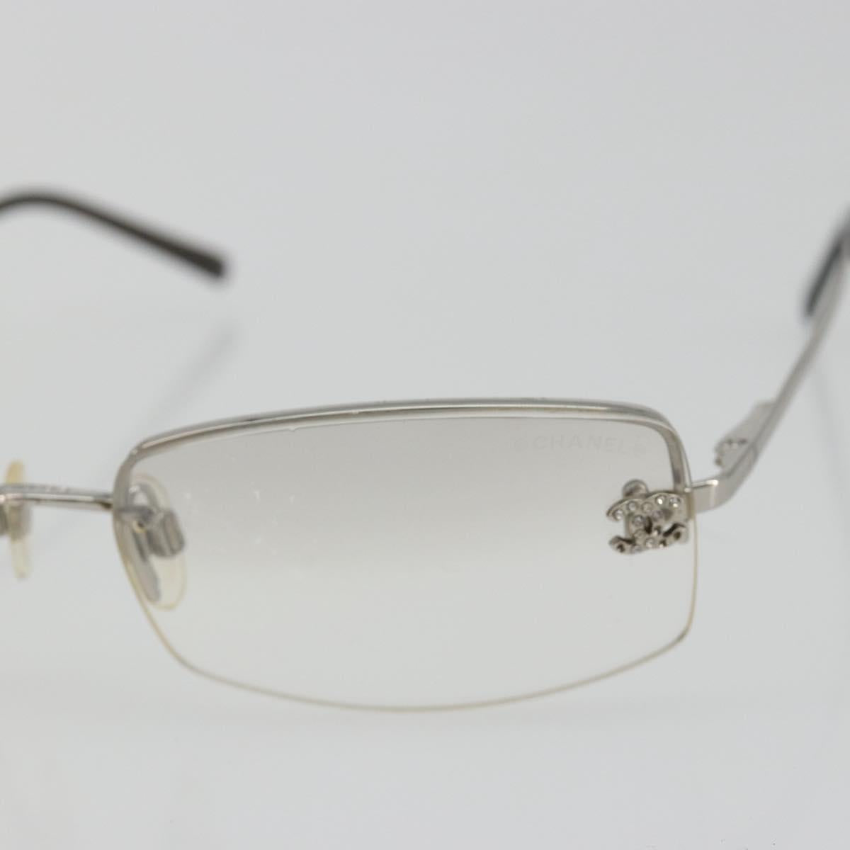 CHANEL COCO Mark Sunglasses Metal Silver CC Auth 189996
