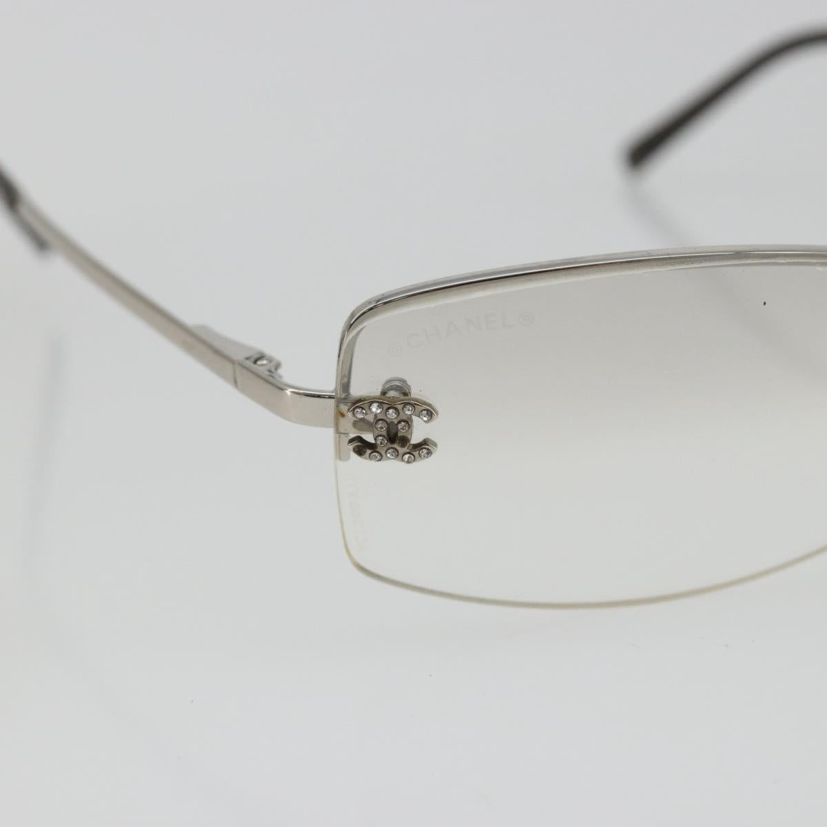 CHANEL COCO Mark Sunglasses Metal Silver CC Auth 189996